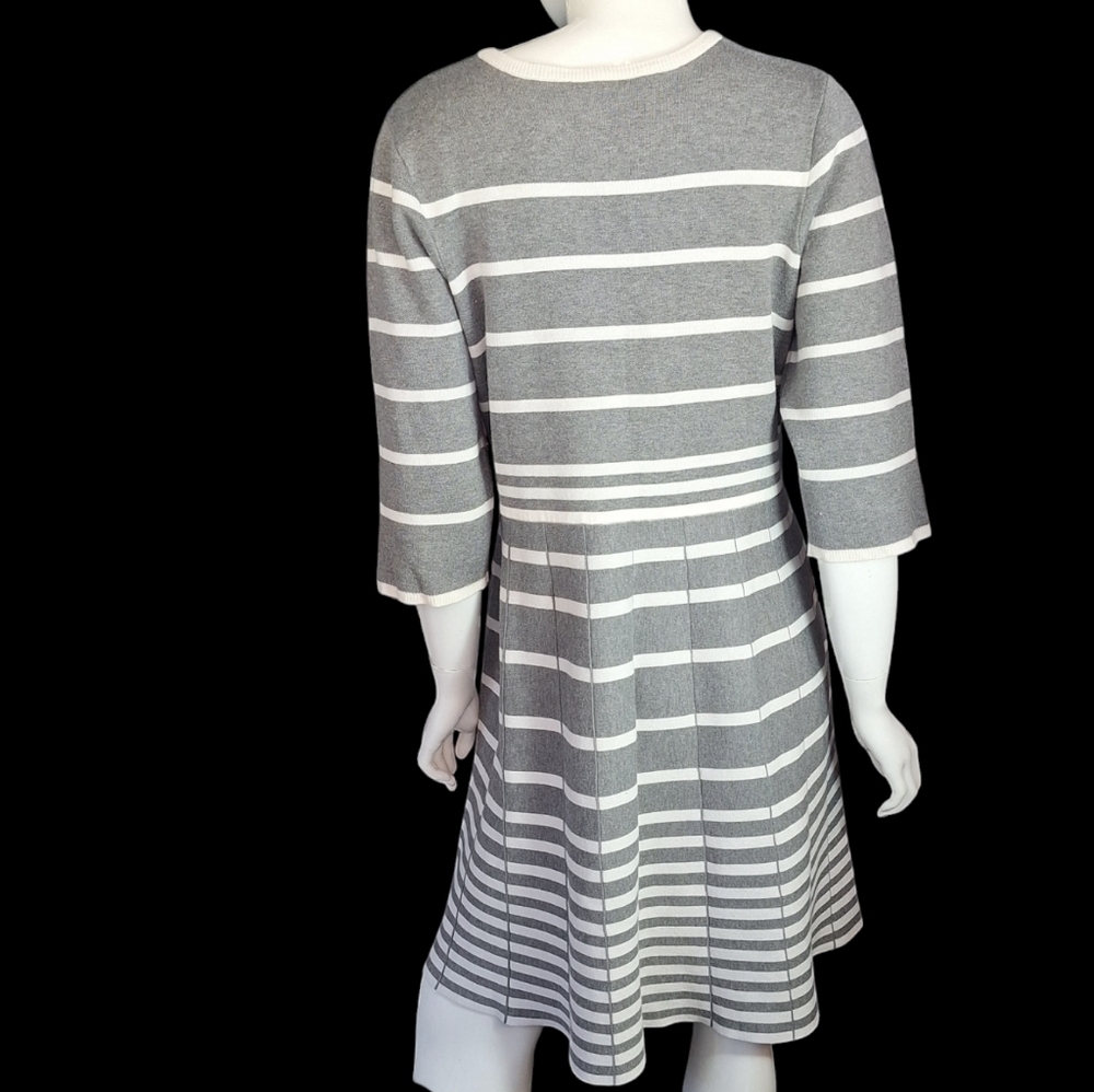 Lane Bryant Grey and White Striped Womens Sweater Dress Mid Sleeve Size 18/20 - Picture 7 of 15